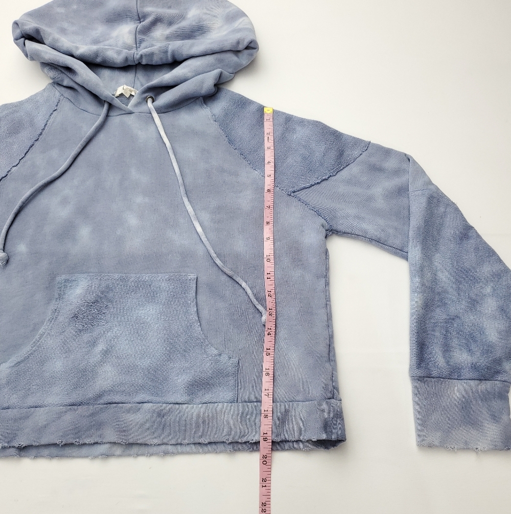 Love Shack Fancy Anarosa Hoodie Sweater in Washed Denim Tie-Dye Women's Size L - Picture 3 of 10